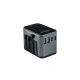 Utazóadapter, univerzális, USB-A(QC 3.0)/USB-C(PD30W)2xUSB, VERBATIM "UTA-03"