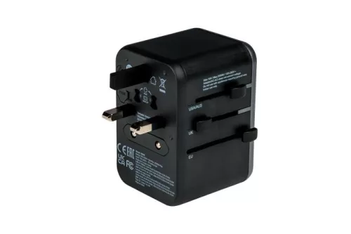 Utazóadapter, univerzális, USB-A(QC 3.0)/USB-C(PD61W)2xUSB, VERBATIM "UTA-04"