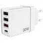   Hálózati töltő, 1xUSB-C PD (20W), USB-A QC 3.0, 2xUSB-A (10W), VERBATIM, fehér