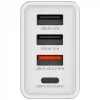 Hálózati töltő, 1xUSB-C PD (20W), USB-A QC 3.0, 2xUSB-A (10W), VERBATIM, fehér