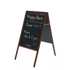   Megállító tábla, krétás, 60x120 cm, cseresznyefa színű keret