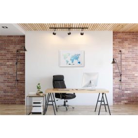   Üzenőtábla, mágneses, 60x40 cm, fehér fa keret, VICTORIA VISUAL, "Világtérkép"