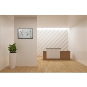   Üzenőtábla, ezüst, mágneses, 60x40 cm, fekete fa keret, VICTORIA VISUAL, "Világtérkép"