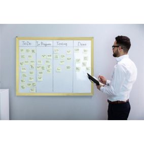   Fehértábla, nem mágneses, 60x90 cm, fa keret, VICTORIA VISUAL