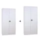 2 db szárnyasajtós fém irattároló szekrény (1800 mm × 800 mm × 380 mm + 1950 mm × 920 mm × 420 mm), Szürke/szürke